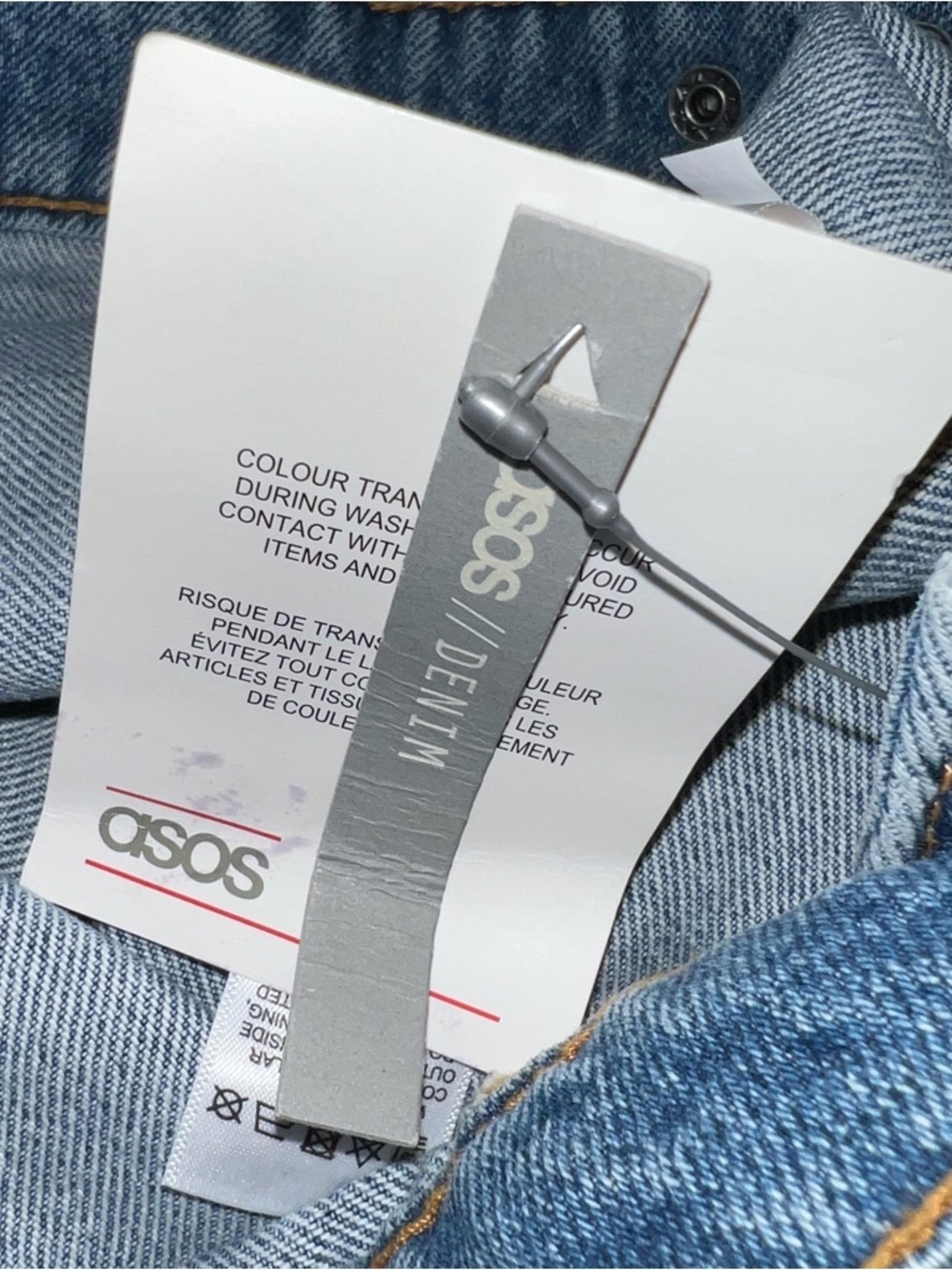 ASOS Blue Denim Wrap Mini Skirt Snap Front Y2K 90’s Casual Size US 4 NWT - Picture 10 of 13
